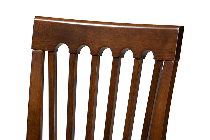 Josepha Gray Fabric Upholstered and Walnut Brown 5-Piece Dining Set Baxton