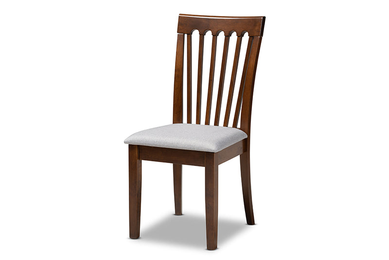 Tabitha Modern and Contemporary Gray Fabric Upholstered and Walnut Brown Finished Wood 5-Piece Dining Set
