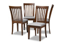 Athena Gray Fabric Upholstered Walnut Brown Dining Chair Set Baxton