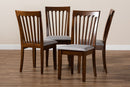 Athena Gray Fabric Upholstered Walnut Brown Dining Chair Set Baxton