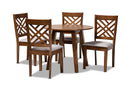 Winton Gray Fabric Upholstered and Walnut Brown 5-Piece Dining Set Baxton