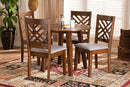 Winton Gray Fabric Upholstered and Walnut Brown 5-Piece Dining Set Baxton