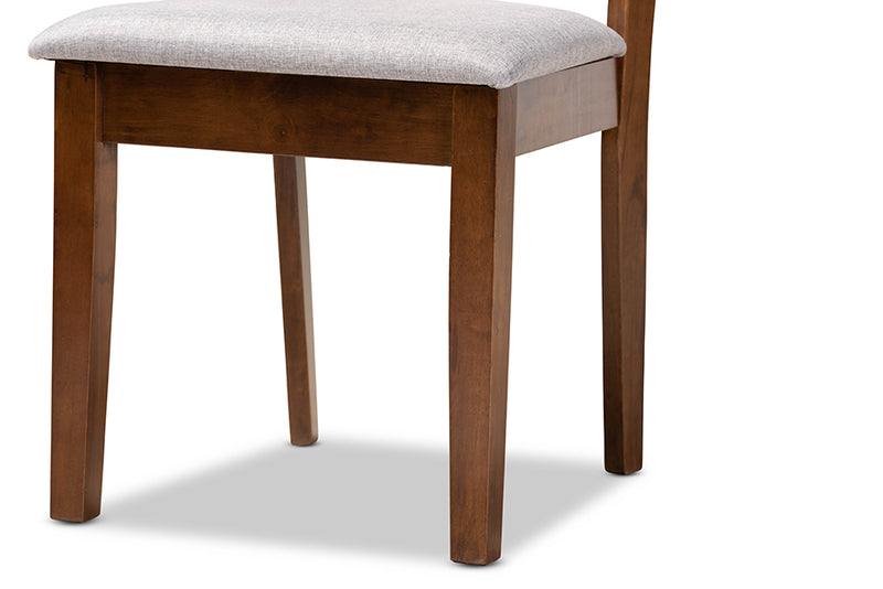 Siskal Modern and Contemporary Gray Fabric Upholstered and Walnut Brown Finished Wood 5-Piece Dining Set