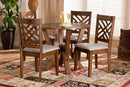 Seda Gray Fabric Upholstered and Walnut Brown 5-Piece Dining Set Baxton