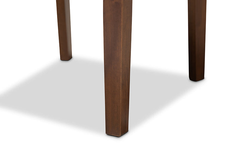 Iden Gray Fabric Walnut Brown Finished 4Pc Wood Dining Chair Set Baxton