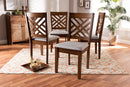 Iden Gray Fabric Walnut Brown Finished 4Pc Wood Dining Chair Set Baxton