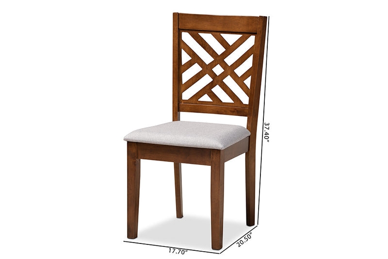 Iden Gray Fabric Walnut Brown Finished 4Pc Wood Dining Chair Set Baxton