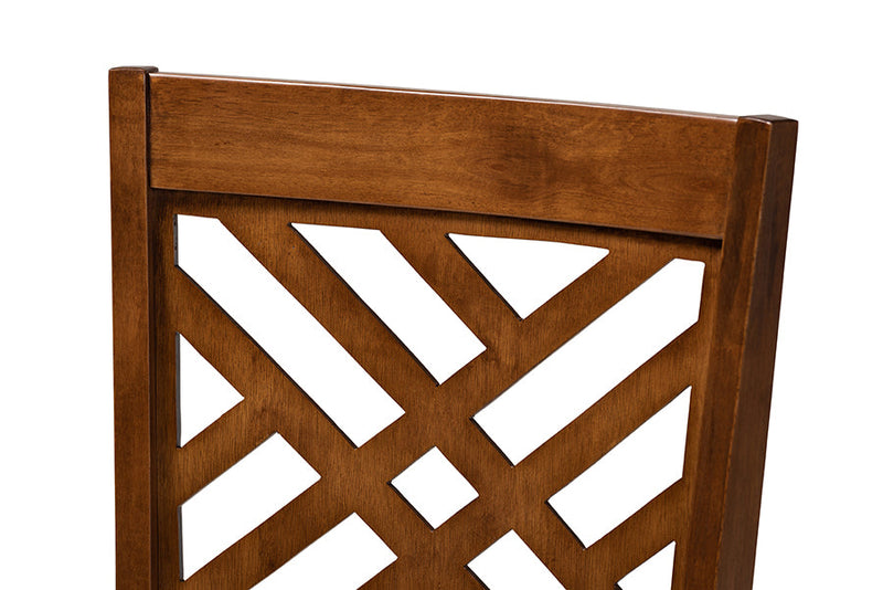 Iden Gray Fabric Upholstered Walnut Brown 5-Piece Dining Set Baxton