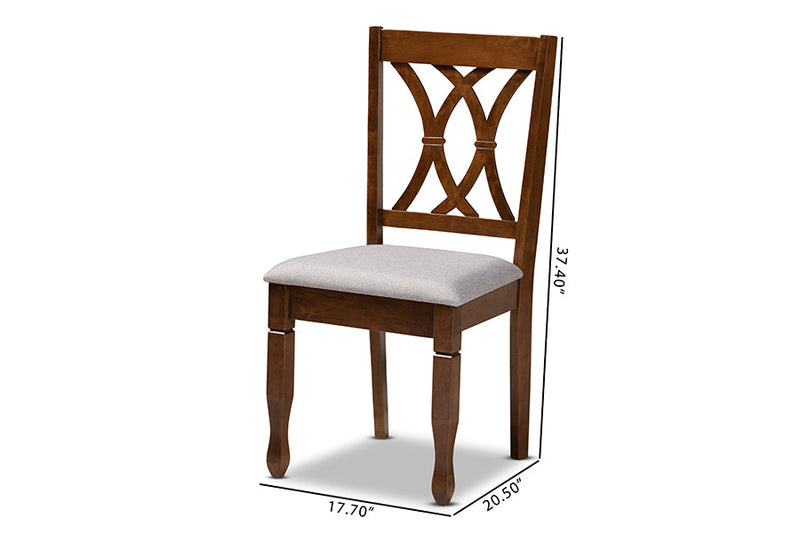 Liza Gray Fabric Upholstered and Walnut Brown 4Pc Dining Chair Set Baxton
