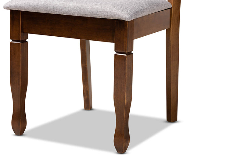 Annalisa Gray Fabric Upholstered and Walnut Brown 5-Piece Dining Set Baxton