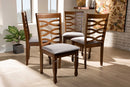 Fisk Gray Fabric Upholstered and Walnut Brown 4Pc Dining Chair Set Baxton