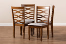 Fisk Gray Fabric Upholstered and Walnut Brown 4Pc Dining Chair Set Baxton