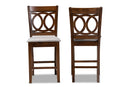 Aspen Gray Fabric Upholstered Walnut Brown 2Pc Counter Height Chair Set Baxton
