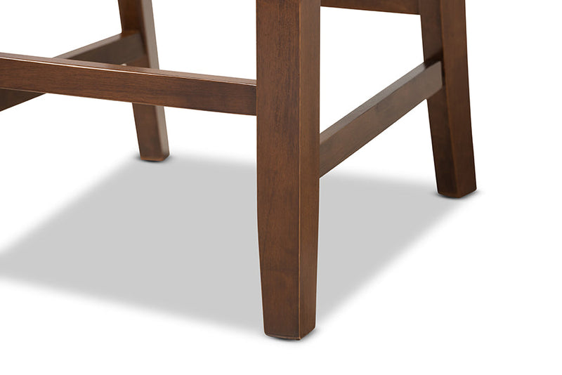 Aspen Gray Fabric Upholstered Walnut Brown 2Pc Counter Height Chair Set Baxton
