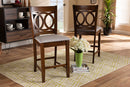 Aspen Gray Fabric Upholstered Walnut Brown 2Pc Counter Height Chair Set Baxton