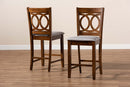 Aspen Gray Fabric Upholstered Walnut Brown 2Pc Counter Height Chair Set Baxton