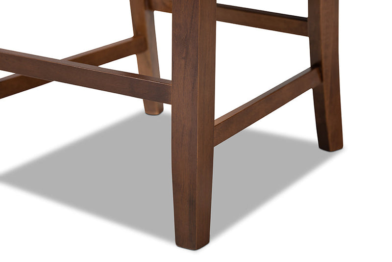 Iden Gray Fabric Walnut Brown Finished 2Pc Wood Counter Height Chair Set Baxton