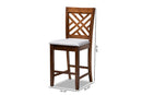Iden Gray Fabric Walnut Brown Finished 2Pc Wood Counter Height Chair Set Baxton