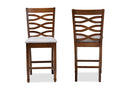 Maliyah Gray Fabric Walnut Brown Finished 2Pc Wood Counter Height Chair Set Baxton