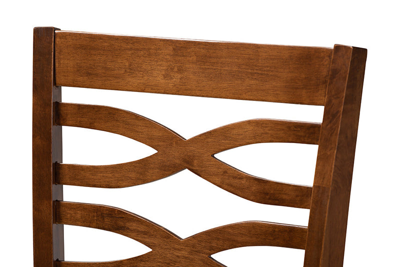 Maliyah Gray Fabric Walnut Brown Finished 2Pc Wood Counter Height Chair Set Baxton
