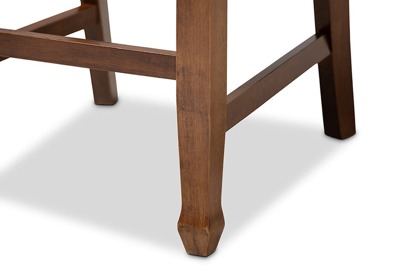 Maliyah Gray Fabric Walnut Brown Finished 2Pc Wood Counter Height Chair Set Baxton