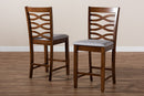 Maliyah Gray Fabric Walnut Brown Finished 2Pc Wood Counter Height Chair Set Baxton