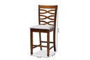 Maliyah Gray Fabric Walnut Brown Finished 2Pc Wood Counter Height Chair Set Baxton