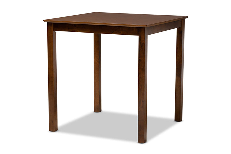 Aina Gray Fabric Upholstered Walnut Brown Finished 5-Piece Wood Pub Set Baxton