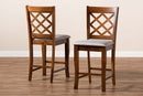 Caronia Gray Fabric Walnut Brown 2Pc Counter Height Pub Chair Set Baxton