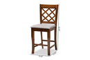 Caronia Gray Fabric Walnut Brown 2Pc Counter Height Pub Chair Set Baxton