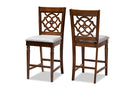 Pieta Gray Fabric Walnut Brown 2Pc Counter Height Pub Chair Set Baxton