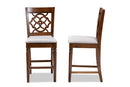 Pieta Gray Fabric Walnut Brown 2Pc Counter Height Pub Chair Set Baxton
