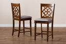 Pieta Gray Fabric Walnut Brown 2Pc Counter Height Pub Chair Set Baxton