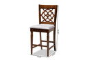 Pieta Gray Fabric Walnut Brown 2Pc Counter Height Pub Chair Set Baxton