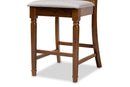 Camilo Gray Fabric Upholstered Walnut Brown Finished 5-Piece Wood Pub Set Baxton