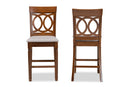 Narva Gray Fabric Walnut Brown 2Pc Counter Height Pub Chair Set Baxton