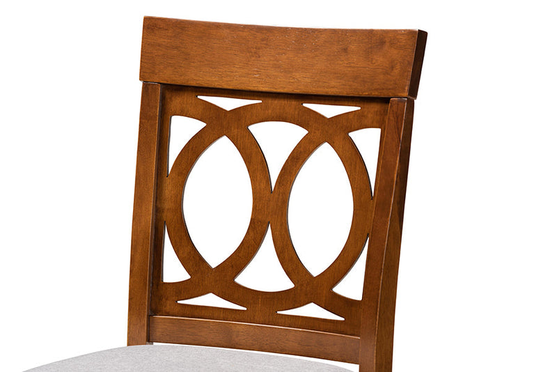 Narva Gray Fabric Walnut Brown 2Pc Counter Height Pub Chair Set Baxton