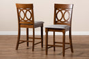 Narva Gray Fabric Walnut Brown 2Pc Counter Height Pub Chair Set Baxton