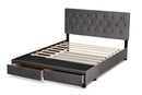 Paxton Gray Velvet Fabric Upholstered 2-Drawer Queen Size Platform Storage Bed Baxton