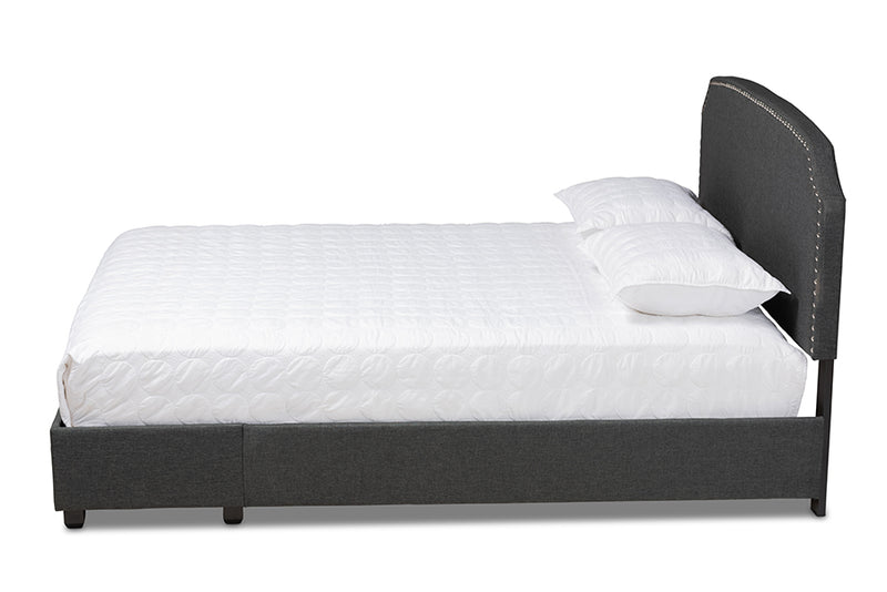 Louise Dark Gray Fabric Upholstered 2-Drawer Queen Size Platform Storage Bed