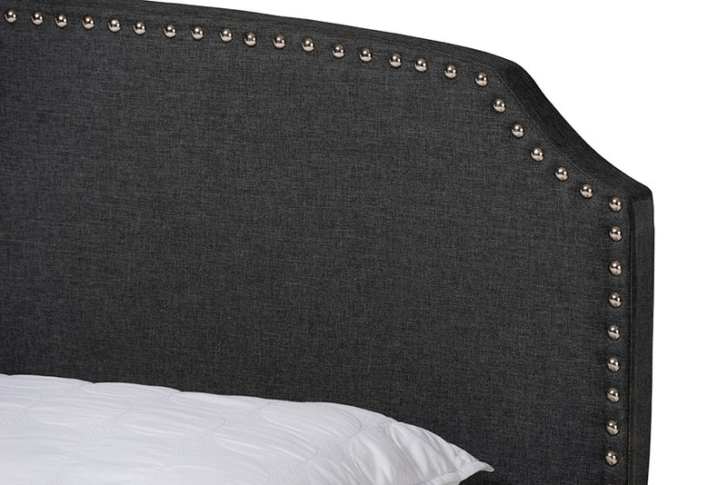 Louise Dark Gray Fabric Upholstered 2-Drawer Queen Size Platform Storage Bed Baxton