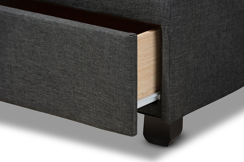 Louise Dark Gray Fabric Upholstered 2-Drawer Queen Size Platform Storage Bed
