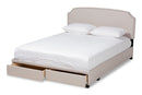 Louise Beige Fabric Upholstered 2-Drawer Queen Size Platform Storage Bed Baxton