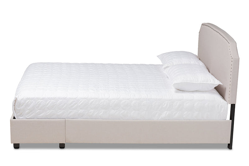 Louise Beige Fabric Upholstered 2-Drawer Queen Size Platform Storage Bed Baxton
