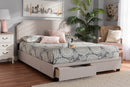 Louise Beige Fabric Upholstered 2-Drawer Queen Size Platform Storage Bed Baxton