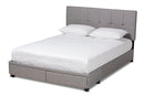 Genevieve Light Gray Fabric Upholstered 2-Drawer Queen Size Platform Storage Bed Baxton