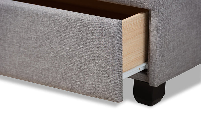 Genevieve Light Gray Fabric Upholstered 2-Drawer King Size Platform Storage Bed Baxton
