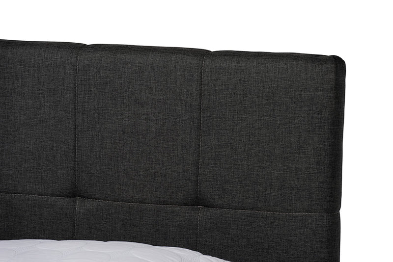 Genevieve Dark Gray Fabric Upholstered 2-Drawer King Size Platform Storage Bed Baxton