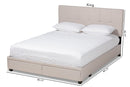 Genevieve Beige Fabric Upholstered 2-Drawer King Size Platform Storage Bed Baxton