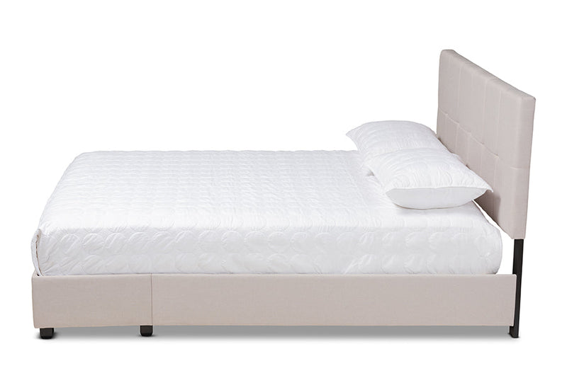 Genevieve Beige Fabric Upholstered 2-Drawer Queen Size Platform Storage Bed Baxton